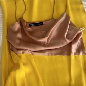 Zara Women's Dress in Yellow and Pink